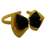 School Woven Double Cherish Bow Headband School Uniform Headband Hair Accessories Pinkberry Kisses Maize Yellow Black