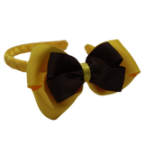 School Woven Double Cherish Bow Headband School Uniform Headband Hair Accessories Pinkberry Kisses Maize Yellow Brown