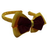 School Woven Double Cherish Bow Headband School Uniform Headband Hair Accessories Pinkberry Kisses Maize Yellow Burgundy
