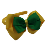 School Woven Double Cherish Bow Headband School Uniform Headband Hair Accessories Pinkberry Kisses Maize Yellow Emerald Green