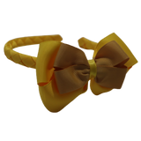 School Woven Double Cherish Bow Headband School Uniform Headband Hair Accessories Pinkberry Kisses Maize Yellow Gold