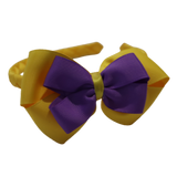 School Woven Double Cherish Bow Headband School Uniform Headband Hair Accessories Pinkberry Kisses Maize Yellow Grape