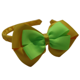 School Woven Double Cherish Bow Headband School Uniform Headband Hair Accessories Pinkberry Kisses Maize Yellow Key Lime