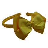 School Woven Double Cherish Bow Headband School Uniform Headband Hair Accessories Pinkberry Kisses Maize Yellow Lemon Yellow