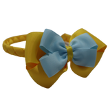 School Woven Double Cherish Bow Headband School Uniform Headband Hair Accessories Pinkberry Kisses Maize Yellow Light Blue