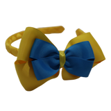 School Woven Double Cherish Bow Headband School Uniform Headband Hair Accessories Pinkberry Kisses Maize Yellow Methyl Blue 