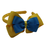 School Woven Double Cherish Bow Headband School Uniform Headband Hair Accessories Pinkberry Kisses Maize Yellow Methyl Blue
