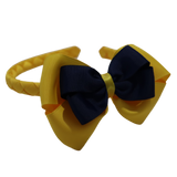 School Woven Double Cherish Bow Headband School Uniform Headband Hair Accessories Pinkberry Kisses Maize Yellow Navy Blue