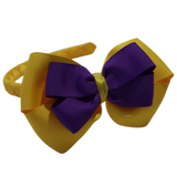 School Woven Double Cherish Bow Headband School Uniform Headband Hair Accessories Pinkberry Kisses Maize Yellow Purple 