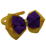 School Woven Double Cherish Bow Headband School Uniform Headband Hair Accessories Pinkberry Kisses Maize Yellow Purple