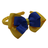 School Woven Double Cherish Bow Headband School Uniform Headband Hair Accessories Pinkberry Kisses Maize Yellow Royal Blue 