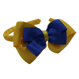 School Woven Double Cherish Bow Headband School Uniform Headband Hair Accessories Pinkberry Kisses Maize Yellow Royal Blue