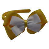 School Woven Double Cherish Bow Headband School Uniform Headband Hair Accessories Pinkberry Kisses Maize Yellow White