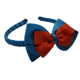 School Woven Double Cherish Bow Headband School Uniform Headband Hair Accessories Pinkberry Kisses Methyl Blue Autumn Orange