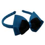 School Woven Double Cherish Bow Headband School Uniform Headband Hair Accessories Pinkberry Kisses Methyl Blue Black