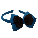School Woven Double Cherish Bow Headband School Uniform Headband Hair Accessories Pinkberry Kisses Methyl Blue Brown