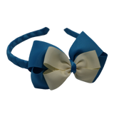 School Woven Double Cherish Bow Headband School Uniform Headband Hair Accessories Pinkberry Kisses Methyl Blue Cream