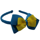 School Woven Double Cherish Bow Headband School Uniform Headband Hair Accessories Pinkberry Kisses Methyl Blue Daffodil Yellow