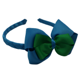 School Woven Double Cherish Bow Headband School Uniform Headband Hair Accessories Pinkberry Kisses Methyl Blue Emerald Green