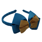 School Woven Double Cherish Bow Headband School Uniform Headband Hair Accessories Pinkberry Kisses Methyl Blue Gold