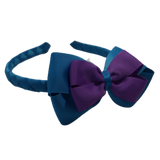 School Woven Double Cherish Bow Headband School Uniform Headband Hair Accessories Pinkberry Kisses Methyl Blue Grape