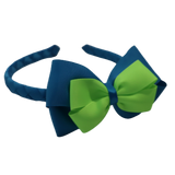 School Woven Double Cherish Bow Headband School Uniform Headband Hair Accessories Pinkberry Kisses Methyl Blue Key Lime
