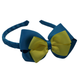 School Woven Double Cherish Bow Headband School Uniform Headband Hair Accessories Pinkberry Kisses Methyl Blue Lemon