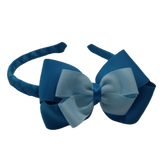 School Woven Double Cherish Bow Headband School Uniform Headband Hair Accessories Pinkberry Kisses Methyl Blue Light Blue
