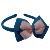 School Woven Double Cherish Bow Headband School Uniform Headband Hair Accessories Pinkberry Kisses Methyl Blue Light Pink