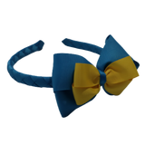 School Woven Double Cherish Bow Headband School Uniform Headband Hair Accessories Pinkberry Kisses Methyl Blue Mazie yellow