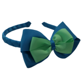 School Woven Double Cherish Bow Headband School Uniform Headband Hair Accessories Pinkberry Kisses Methyl Blue Mint Green