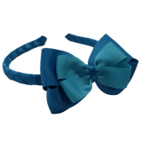 School Woven Double Cherish Bow Headband School Uniform Headband Hair Accessories Pinkberry Kisses Methyl Blue Misty Turquoise