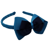 School Woven Double Cherish Bow Headband School Uniform Headband Hair Accessories Pinkberry Kisses Methyl Blue Navy Blue
