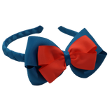 School Woven Double Cherish Bow Headband School Uniform Headband Hair Accessories Pinkberry Kisses Methyl Blue Neon Orange
