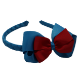 School Woven Double Cherish Bow Headband School Uniform Headband Hair Accessories Pinkberry Kisses Methyl Blue Red