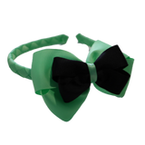 School Woven Double Cherish Bow Headband School Uniform Headband Hair Accessories Pinkberry Kisses Mint Green Black 