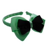 School Woven Double Cherish Bow Headband School Uniform Headband Hair Accessories Pinkberry Kisses Mint Green Black