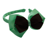 School Woven Double Cherish Bow Headband School Uniform Headband Hair Accessories Pinkberry Kisses Mint Green Brown