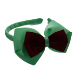 School Woven Double Cherish Bow Headband School Uniform Headband Hair Accessories Pinkberry Kisses Mint Green Burgundy