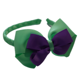 School Woven Double Cherish Bow Headband School Uniform Headband Hair Accessories Pinkberry Kisses Mint Green Grape