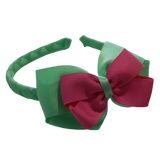 School Woven Double Cherish Bow Headband School Uniform Headband Hair Accessories Pinkberry Kisses Mint Green Hot Pink