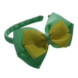 School Woven Double Cherish Bow Headband School Uniform Headband Hair Accessories Pinkberry Kisses Mint Green Lemon 
