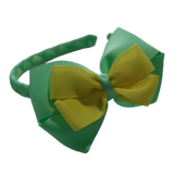 School Woven Double Cherish Bow Headband School Uniform Headband Hair Accessories Pinkberry Kisses Mint Green Lemon