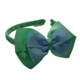 School Woven Double Cherish Bow Headband School Uniform Headband Hair Accessories Pinkberry Kisses Mint Green Light Blue 