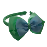 School Woven Double Cherish Bow Headband School Uniform Headband Hair Accessories Pinkberry Kisses Mint Green Light Blue