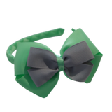 School Woven Double Cherish Bow Headband School Uniform Headband Hair Accessories Pinkberry Kisses Mint Green Light Grey