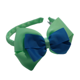 School Woven Double Cherish Bow Headband School Uniform Headband Hair Accessories Pinkberry Kisses Mint Green Methyl Blue 