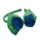 School Woven Double Cherish Bow Headband School Uniform Headband Hair Accessories Pinkberry Kisses Mint Green Methyl Blue