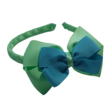 School Woven Double Cherish Bow Headband School Uniform Headband Hair Accessories Pinkberry Kisses Mint Green Misty Turquoise