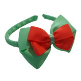 School Woven Double Cherish Bow Headband School Uniform Headband Hair Accessories Pinkberry Kisses Mint Green Neon Orange